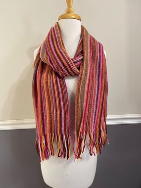 William Brunton Lambswool Multi-Color Fringe Scarf
